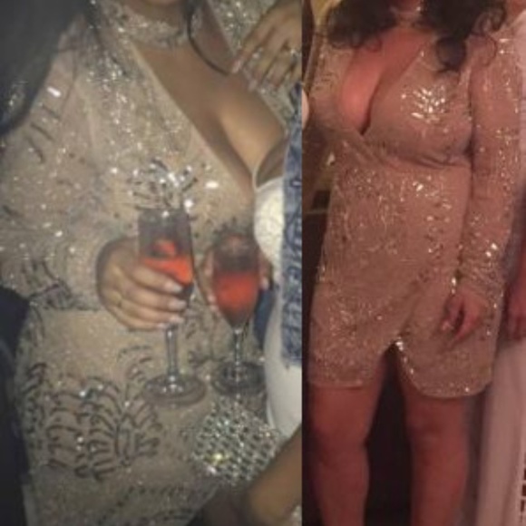 Missguided Dresses & Skirts - Metallic Embellished Choker Neck Dress